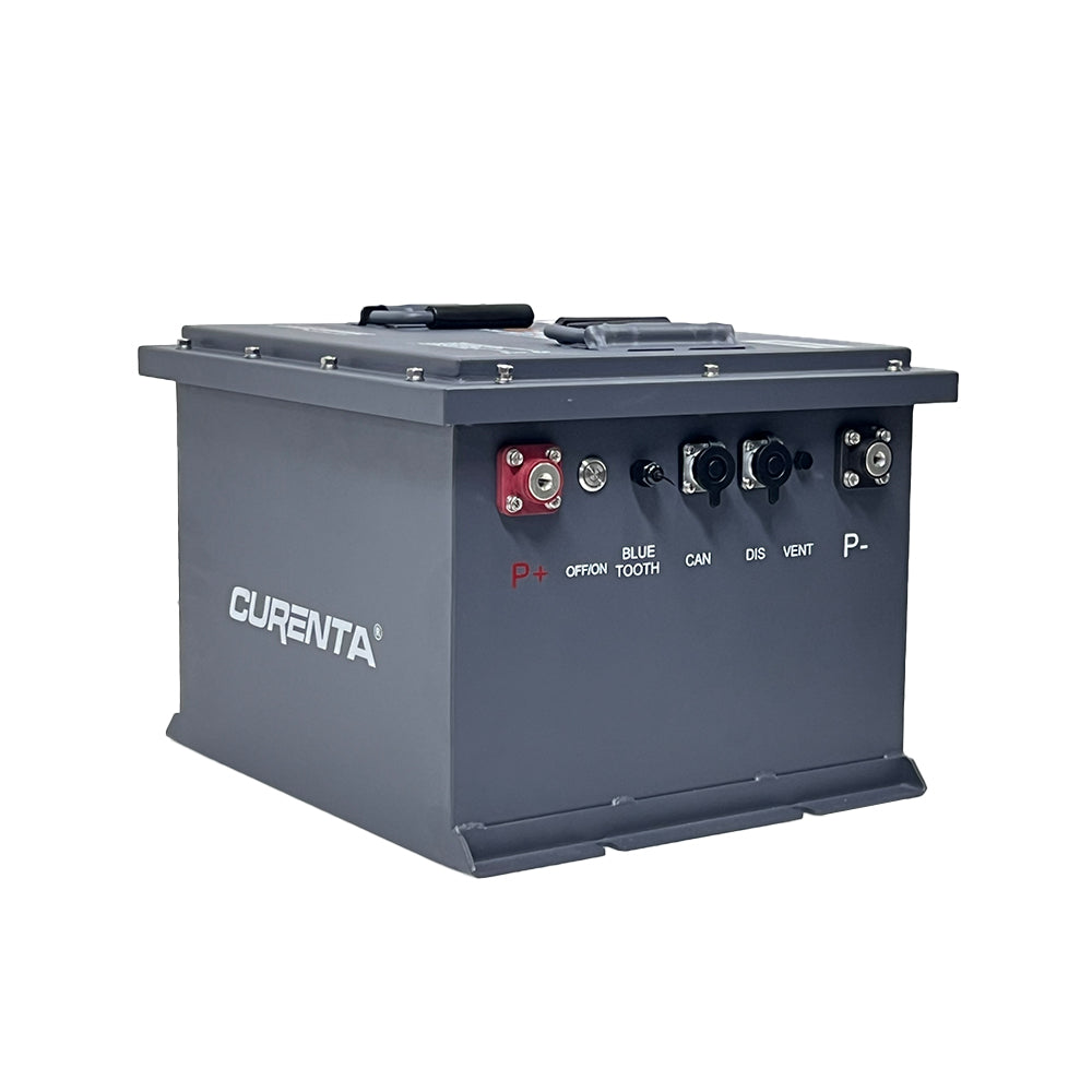 CURENTA 48V 105Ah Mini-Sized Lithium Iron Golf Cart Battery 51.2V 105Ah Bluetooth LiFePO4 Battery 22A Fast Charger 2.8' Touch  LCD Screen Conversion kit