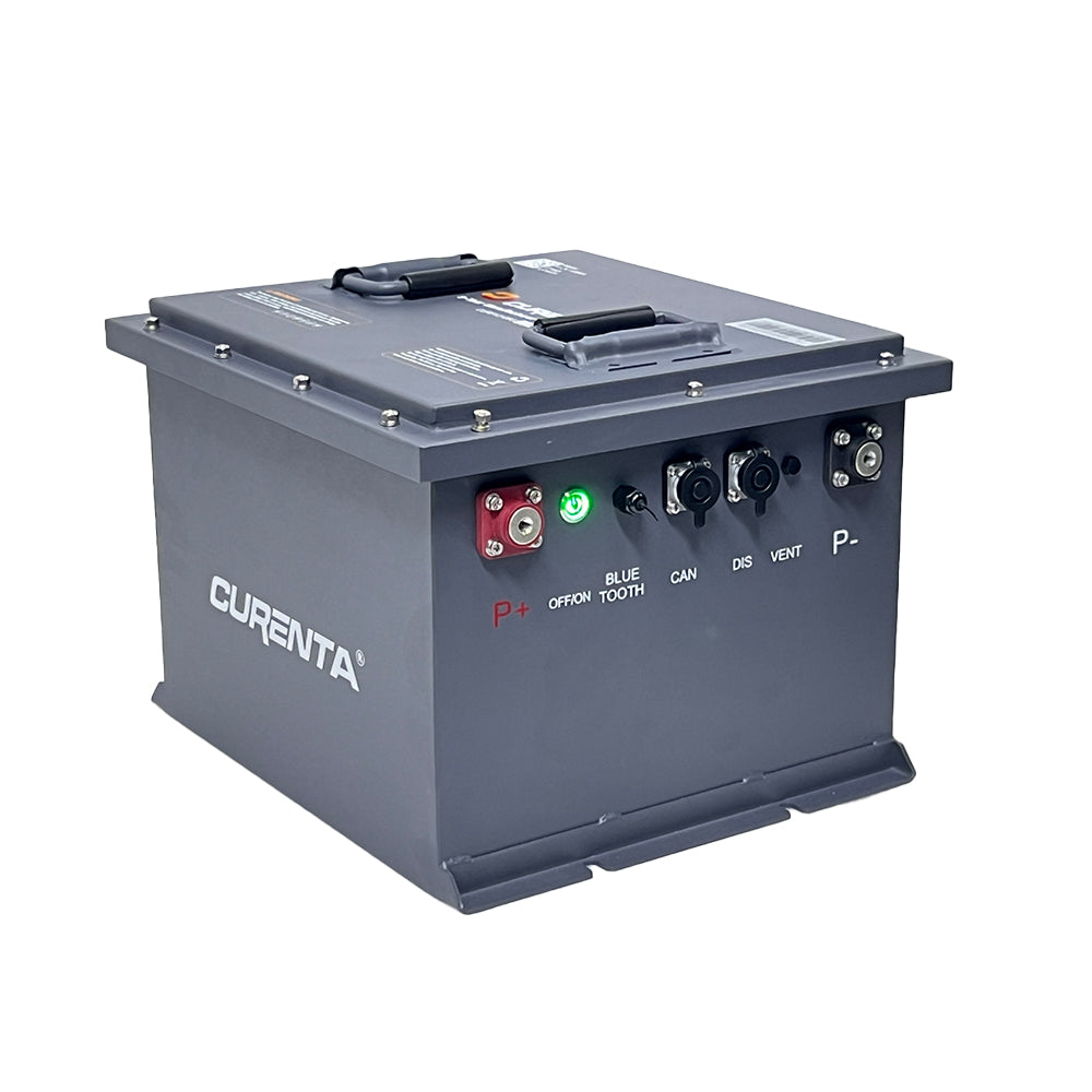 CURENTA 48V 105Ah Mini-Sized Lithium Iron Golf Cart Battery 51.2V 105Ah Bluetooth LiFePO4 Battery 22A Fast Charger 2.8' Touch  LCD Screen Conversion kit