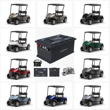 CURENTA 36V 105Ah Lithium Iron Golf Cart Battery 38.4V 105Ah Bluetooth LiFePO4 Battery 22A Fast Charger 2.8' Touch  LCD Screen Conversion kit for Golf Cart