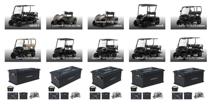 CURENTA 36V 105Ah Lithium Iron Golf Cart Battery 38.4V 105Ah Bluetooth LiFePO4 Battery 22A Fast Charger 2.8' Touch  LCD Screen Conversion kit for Golf Cart